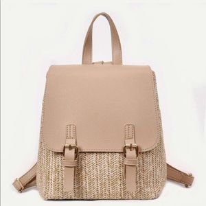 Double Buckle Straw Backpack
